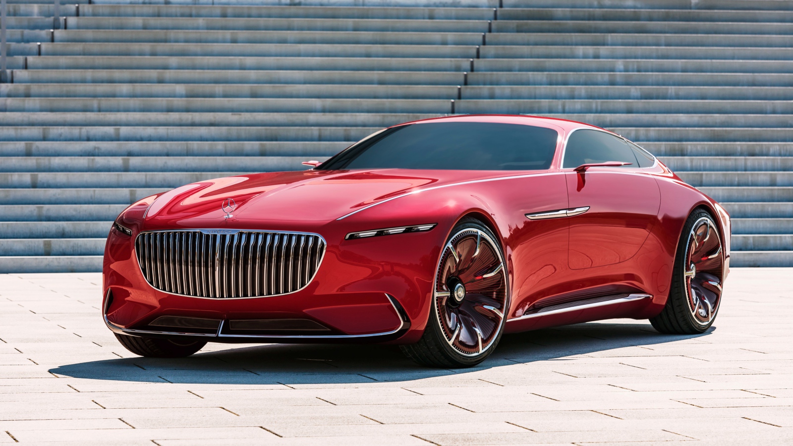Красный автомобиль Vision Mercedes Maybach 6, 2017 