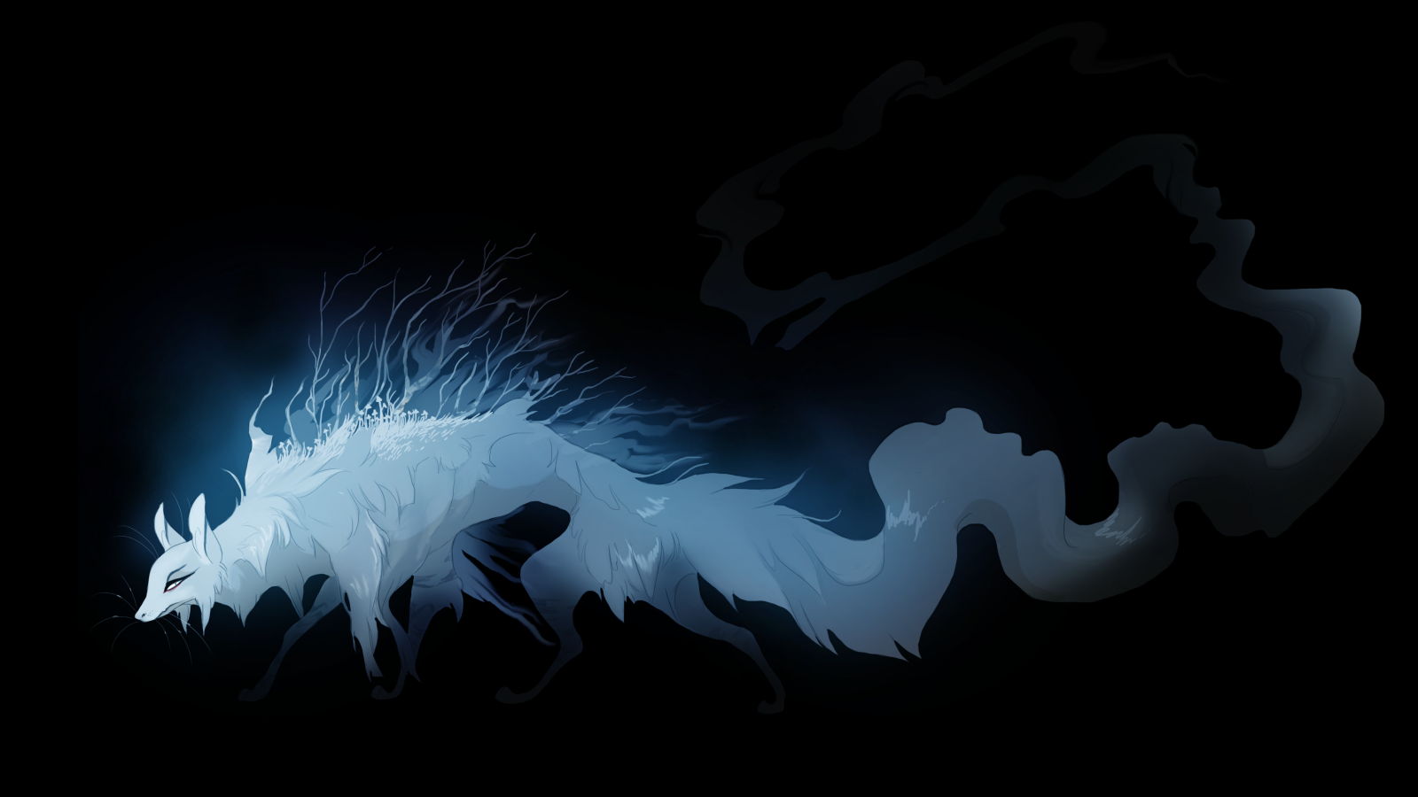 Фантастическое животное из тьмы на черном фоне