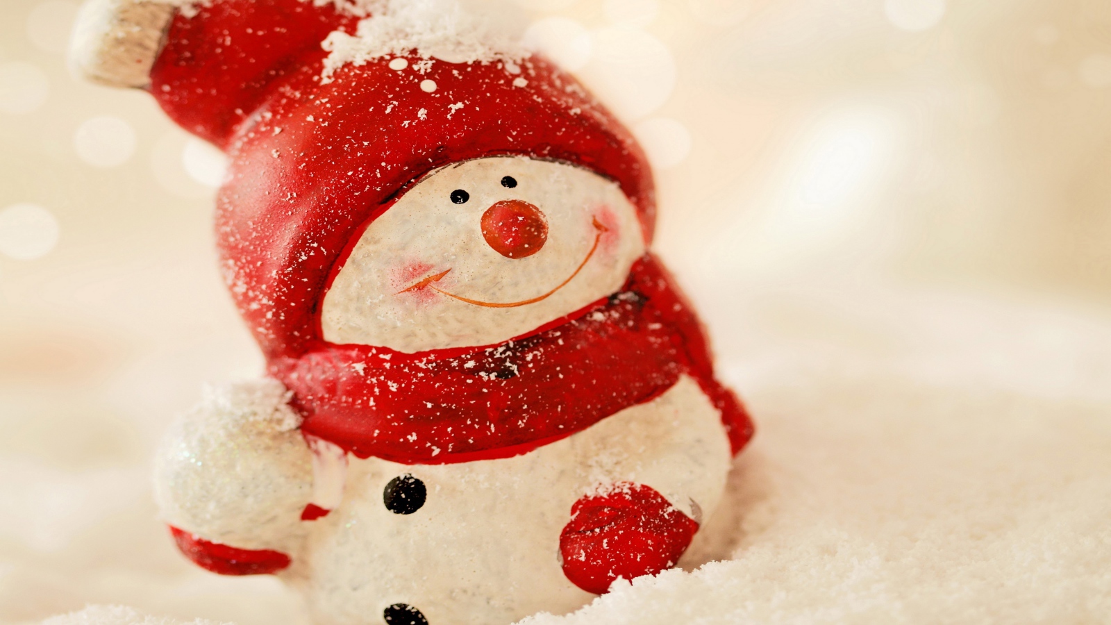 Игрушка снеговик в красной шапке на новый год 2018