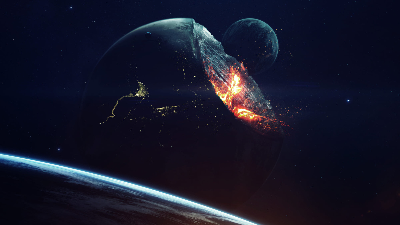 Извержение планеты земля  в космосе
