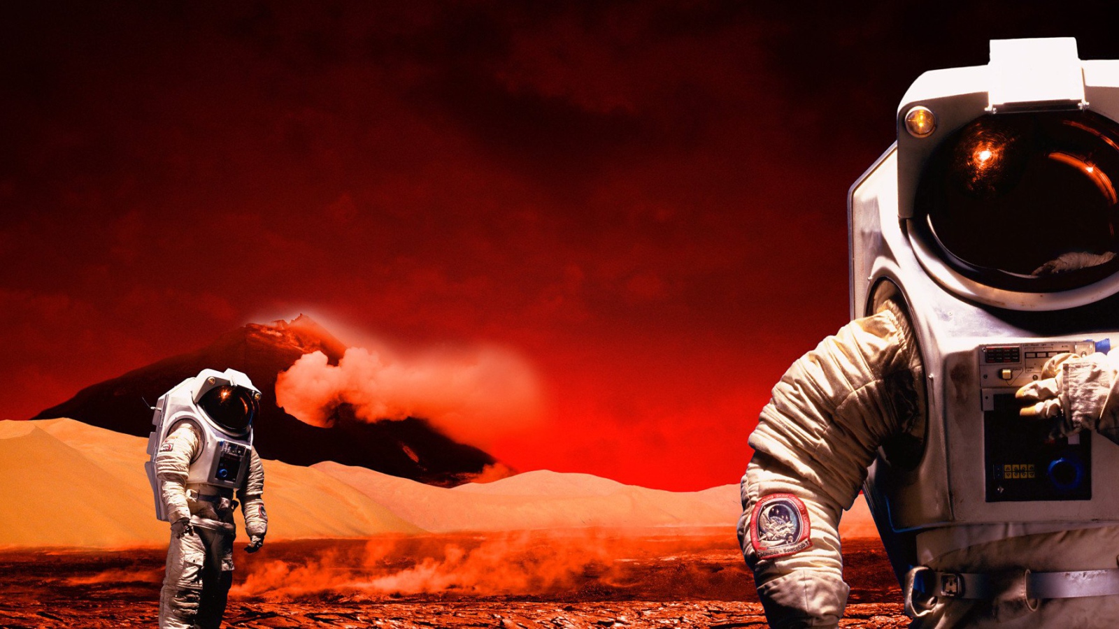 Космонавты на поверхности Марса 