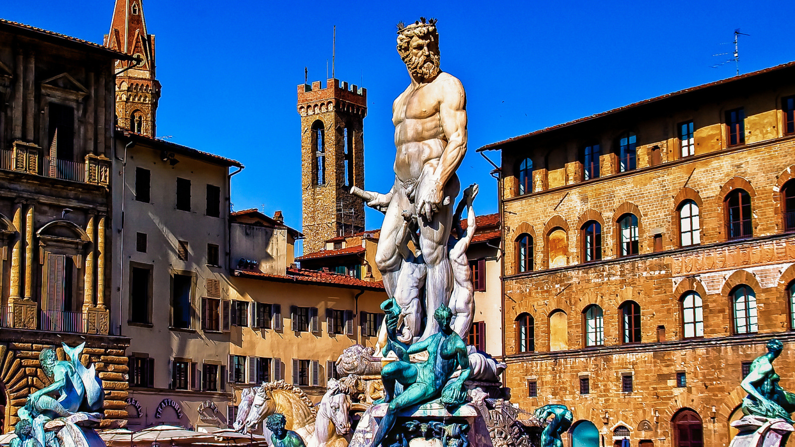 Фонтан Нептуна на площади Синьории, Италия. Флоренция  