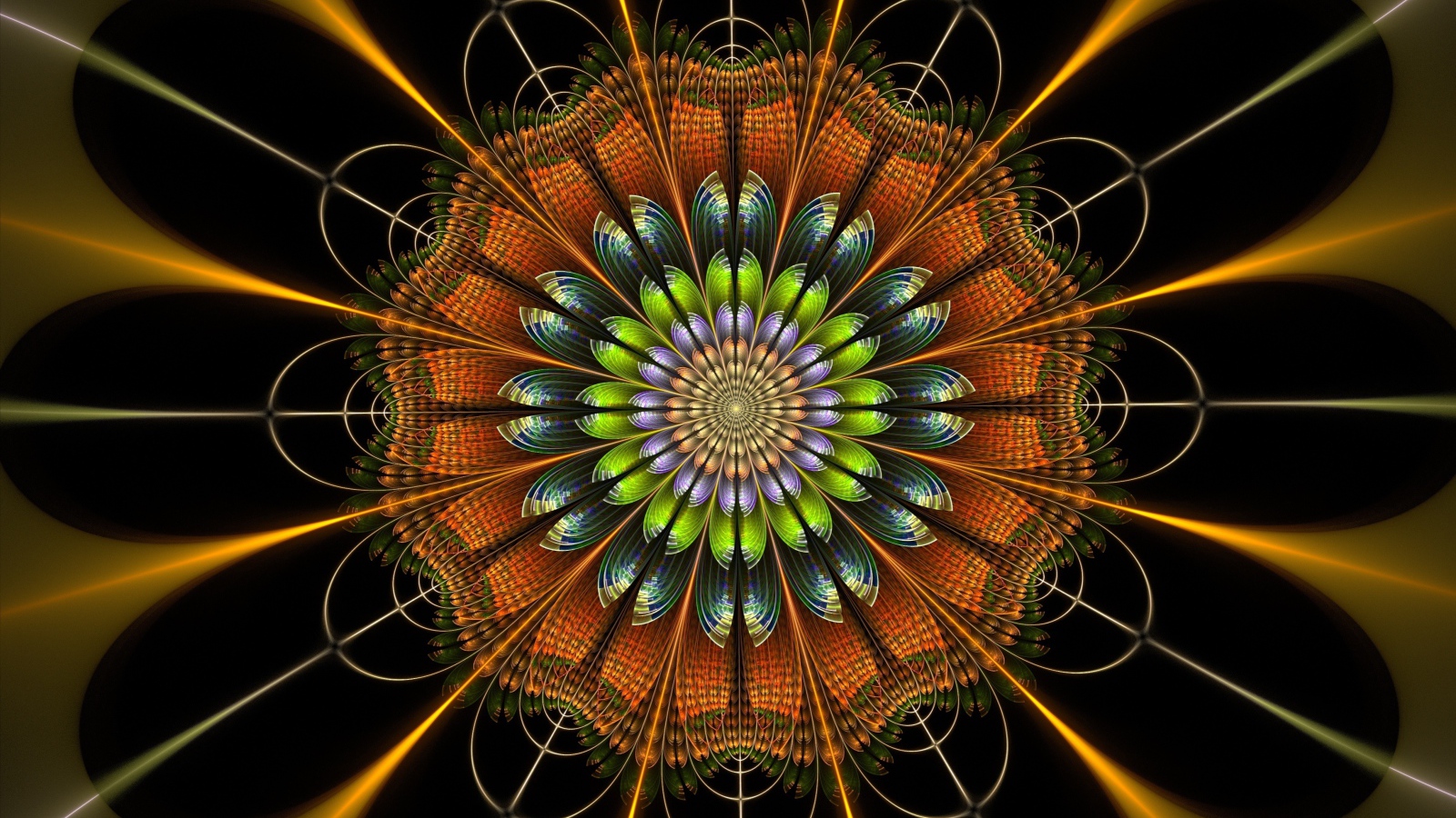 Красивый разноцветный абстрактный цветок, 3д графика