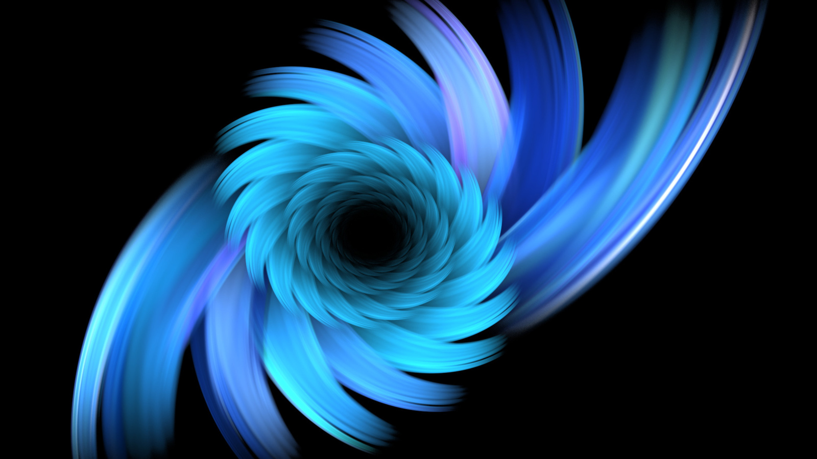 Голубой спиральный рисунок на черном фоне
