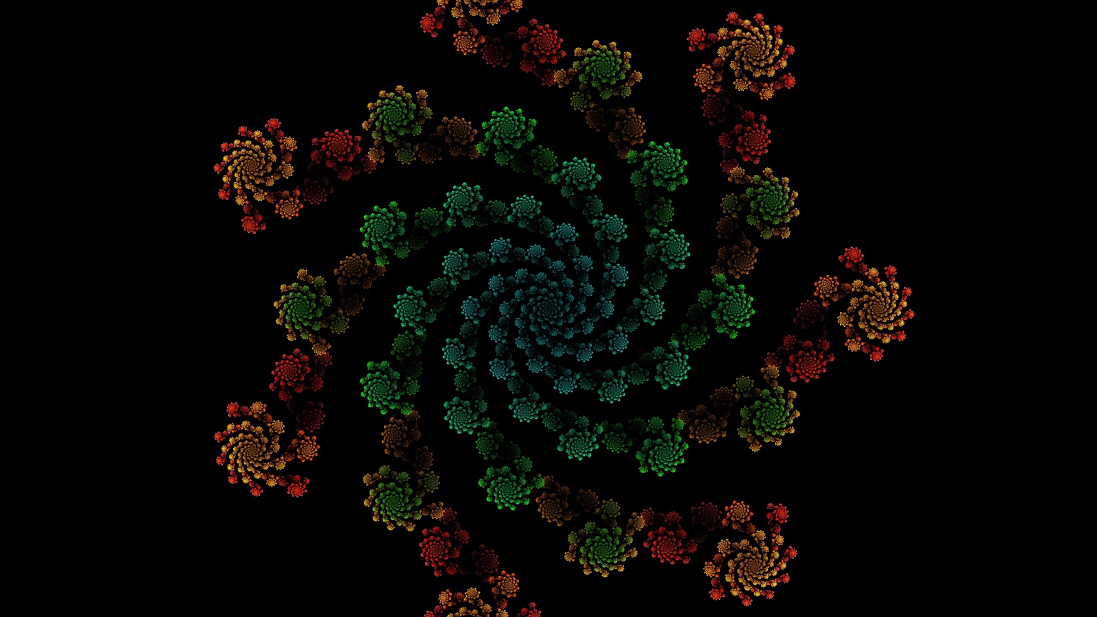 Узорный фрактальный рисунок на черном фоне