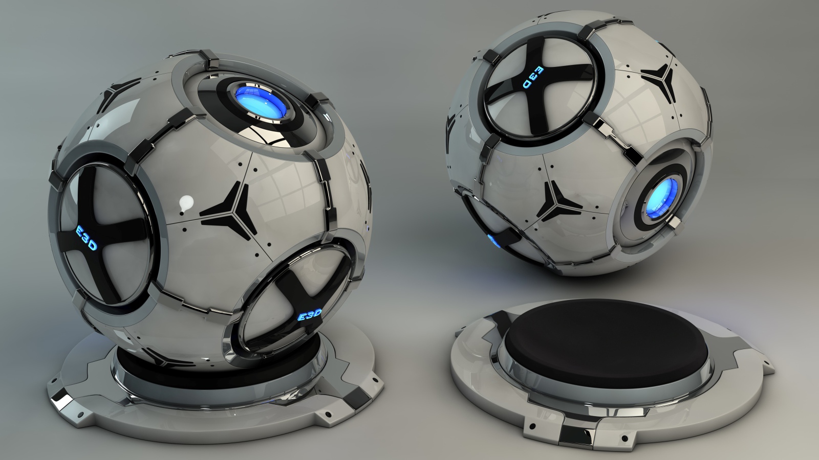 Две сфера на сером фоне, 3д графика