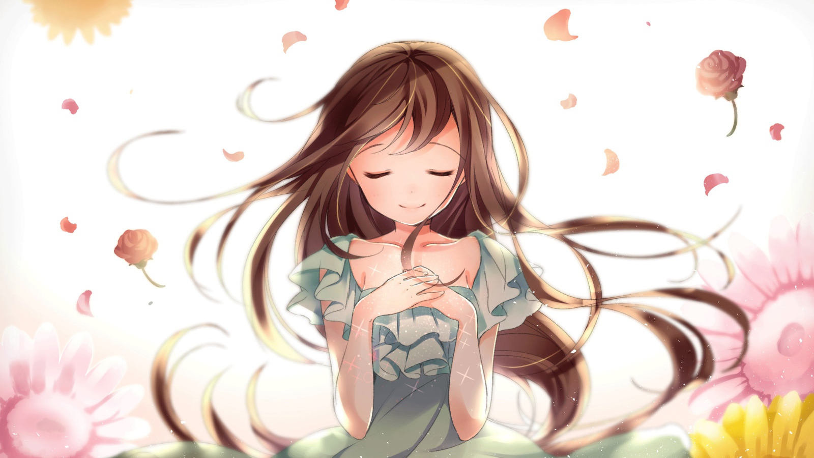 Красивая девушка аниме с закрытыми глазами