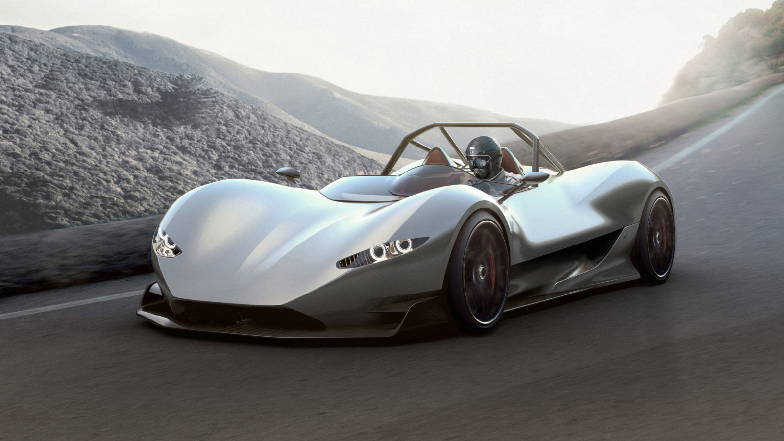 Серебристый спортивный автомобиль Aznom SerpaS, 2018