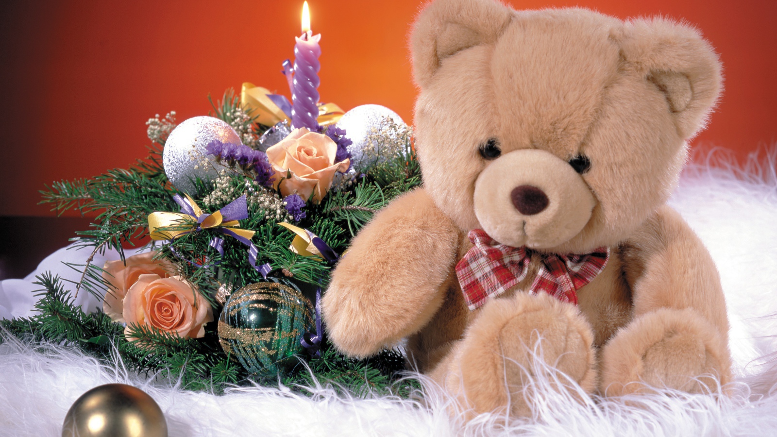 Teddy bear with christmas decorations