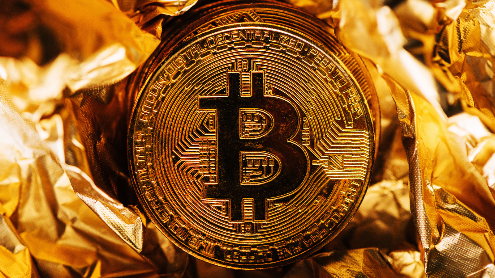 Bitcoin Gold Coin on Foil