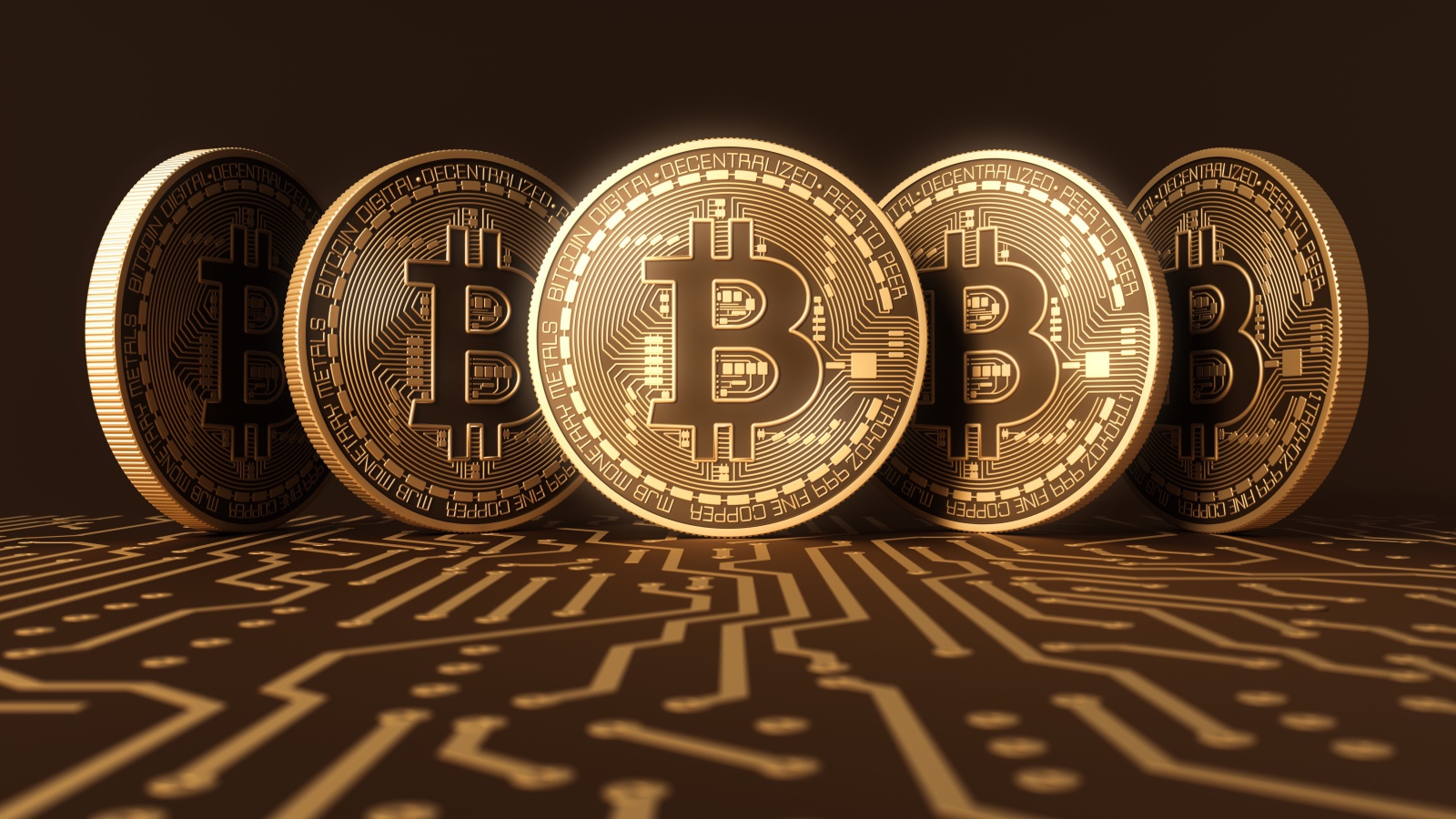 Золотые монеты биткоин 