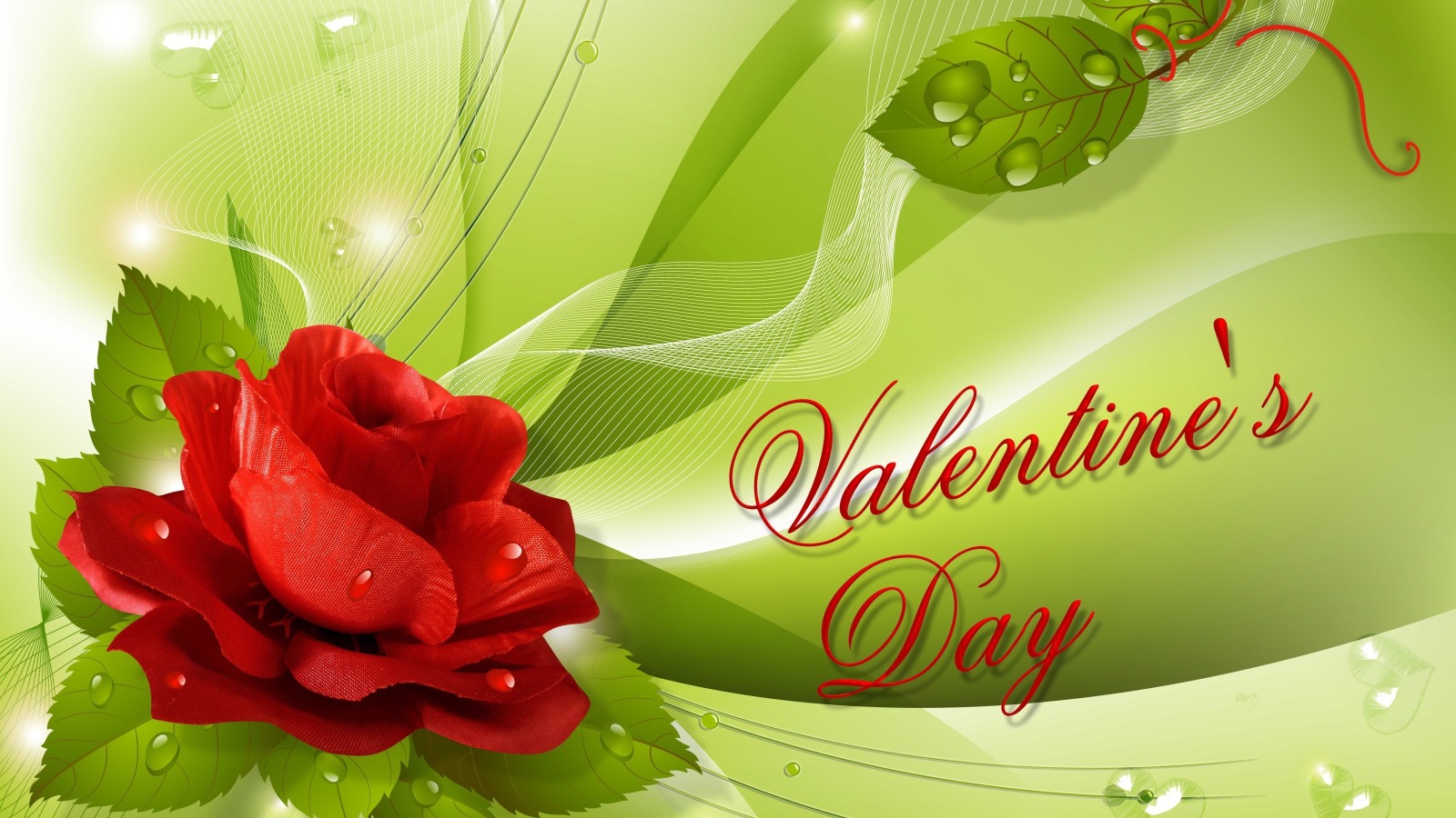 Графическая открытка с розой и надписью на день Святого Валентина