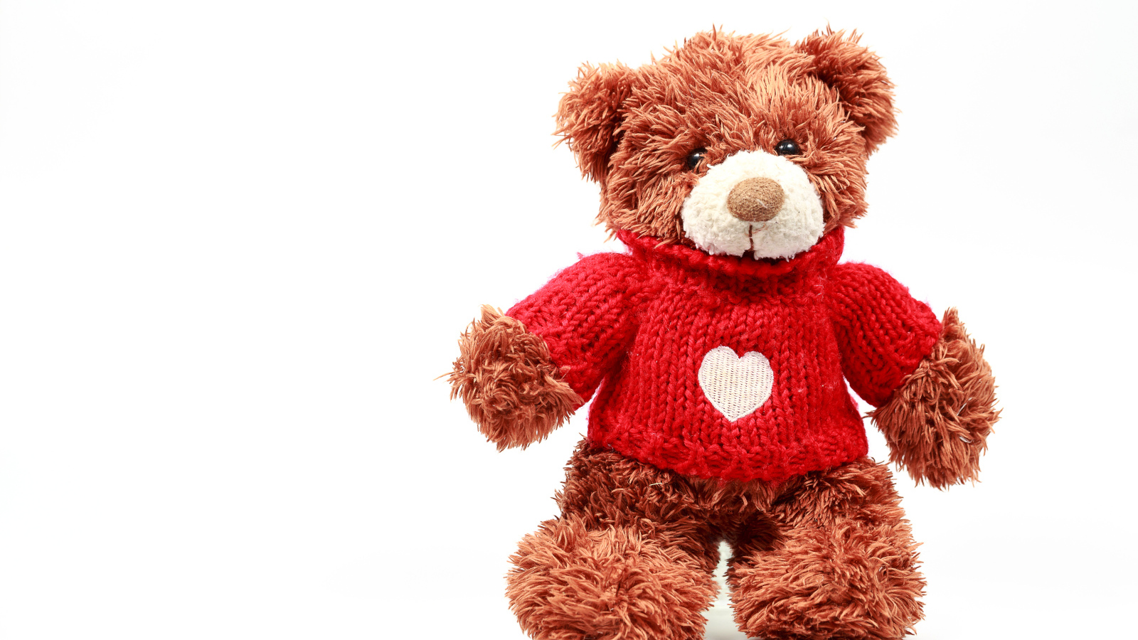 Плюшевый медвежонок Тедди в красном свитере с сердечком, подарок на день влюбленных 