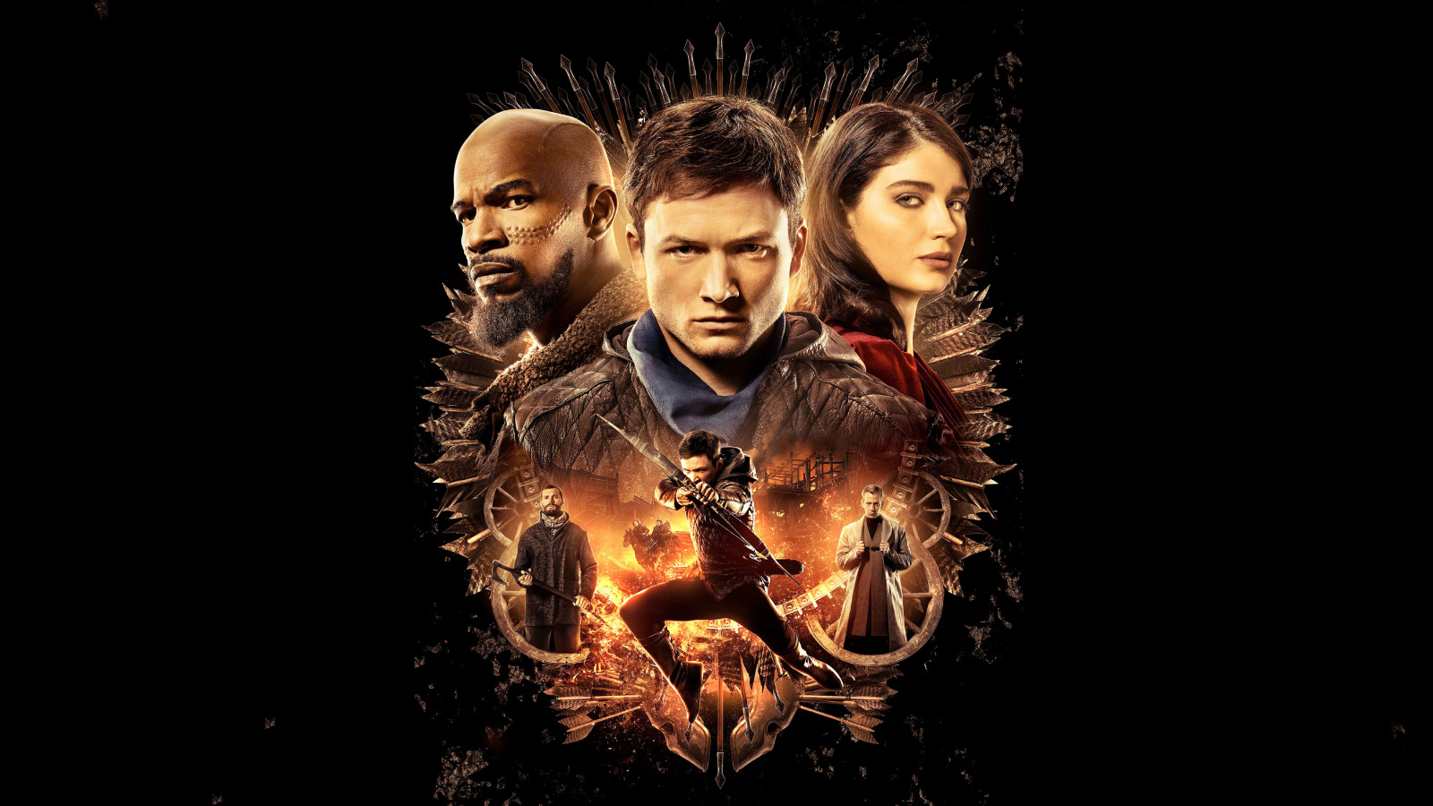 Постер фильма Робин Гуд. Начало на черном фоне