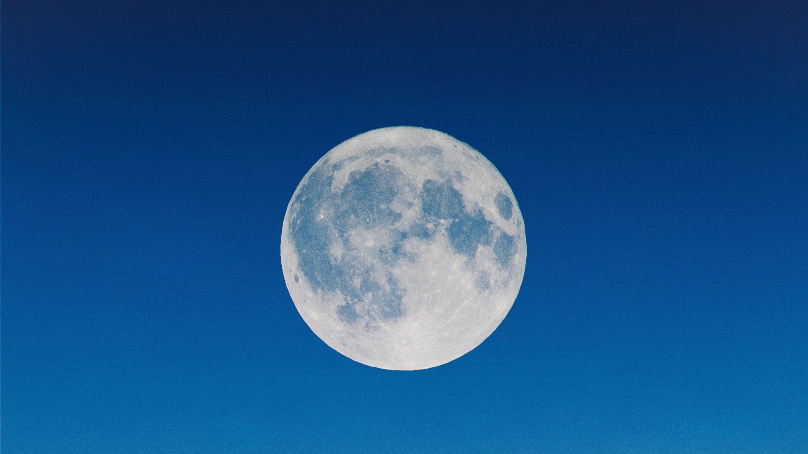Большая белая луна в голубом небе