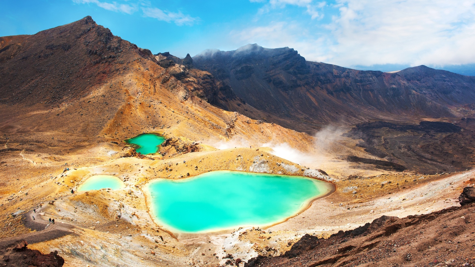 Горы и озеро в национальном парке Тонгариро, Новая Зеландия