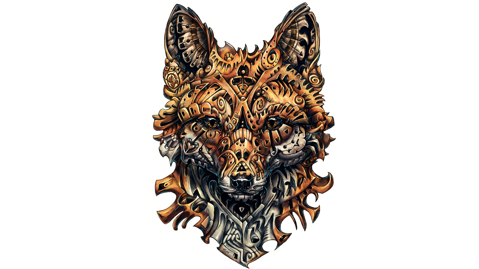 Лиса на белом фоне, татуировка