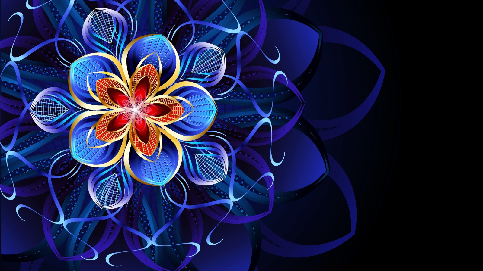 Красивый абстрактный неоновый рисунок на черном фоне