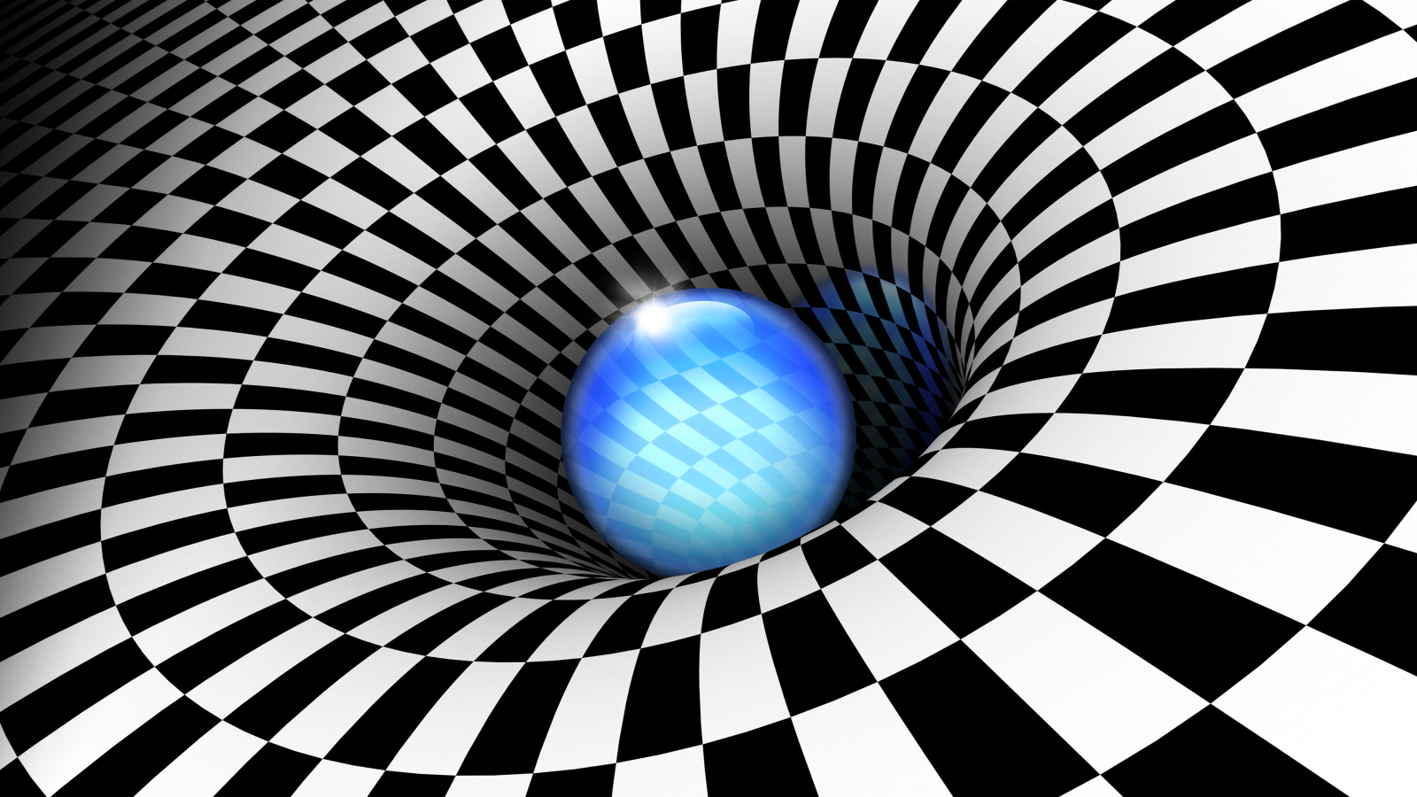 Черно - белая воронка с неоновым шаром