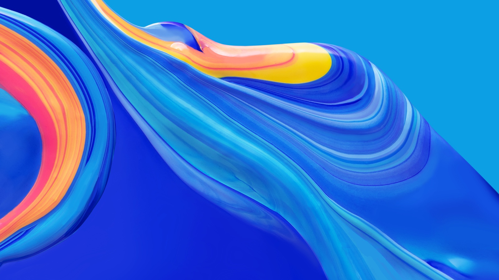 Голубая и желтая краска смешиваются на голубом фоне