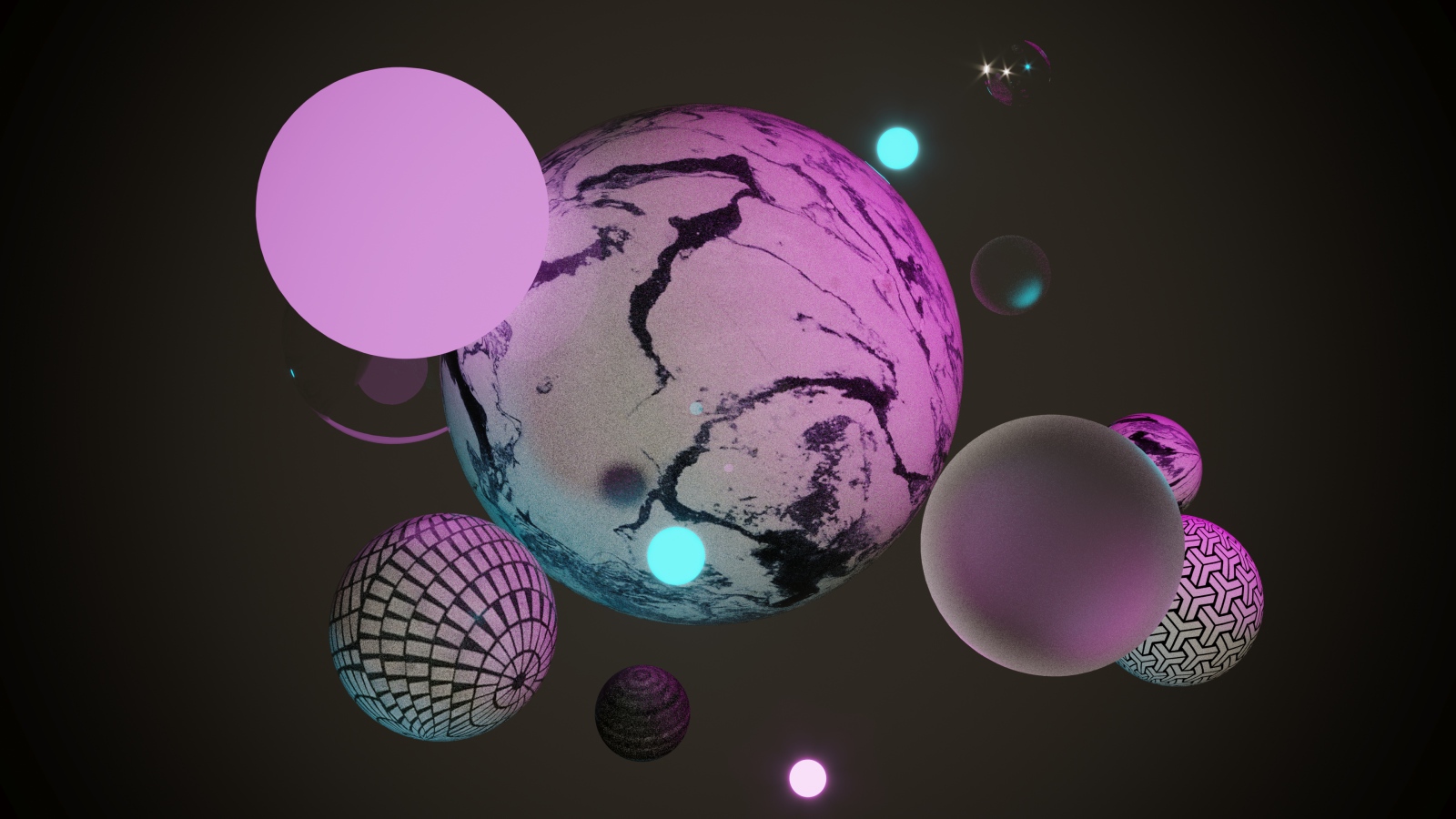 Большие шары разного размера в воздухе