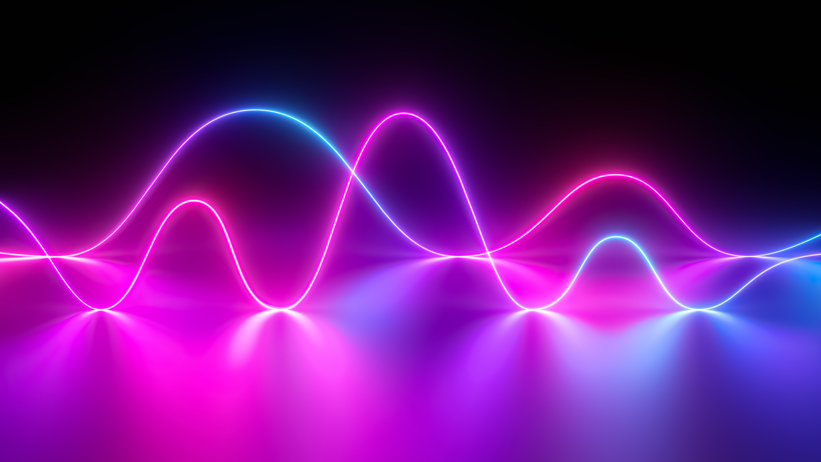 Neon waves on a lilac background