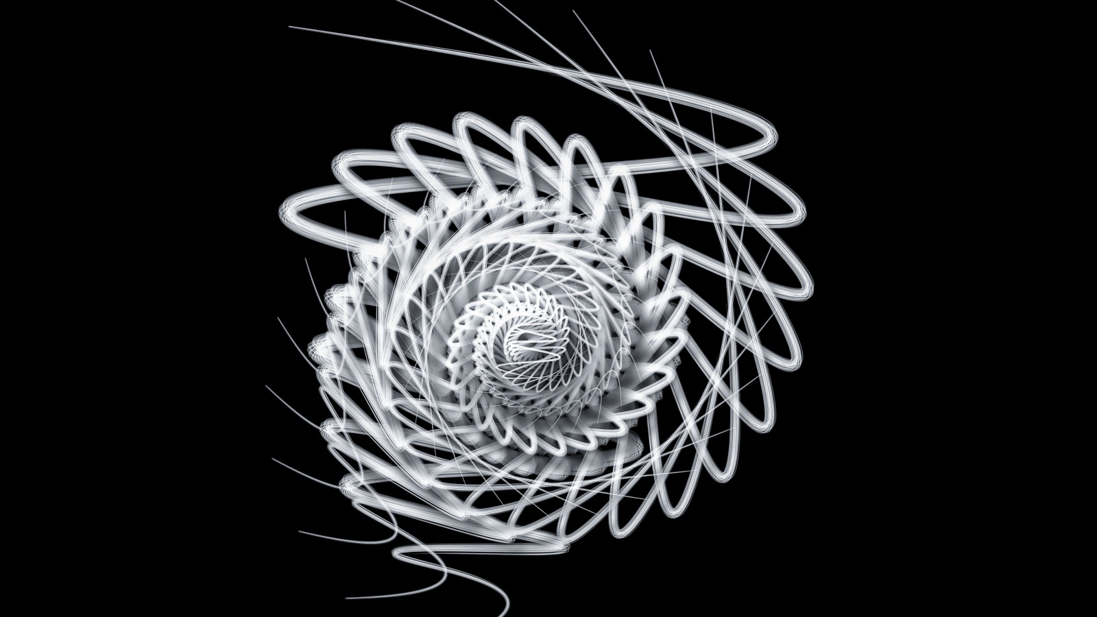 Белая спираль на черном фоне