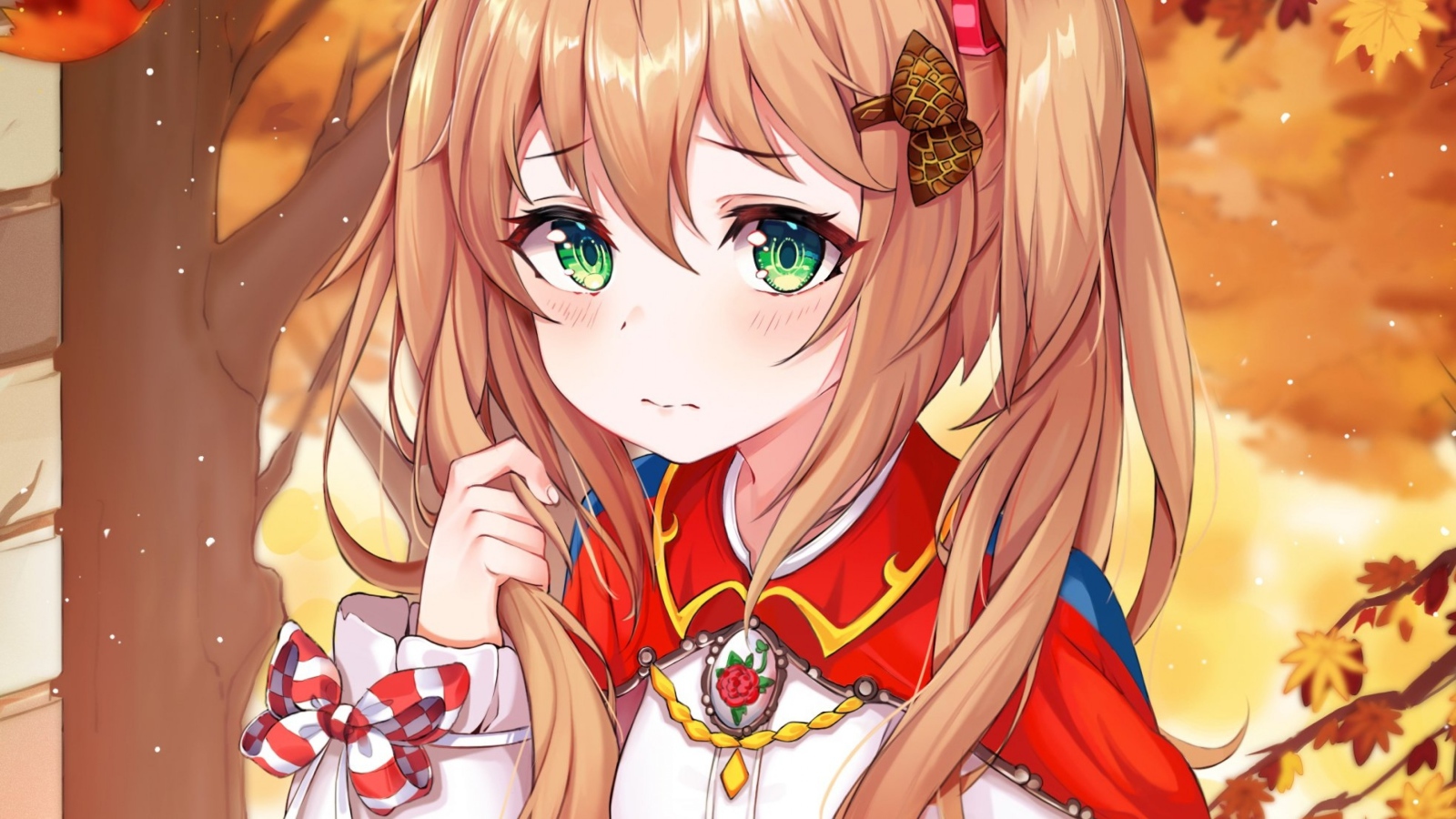 Девушка аниме с большими зелеными глазами