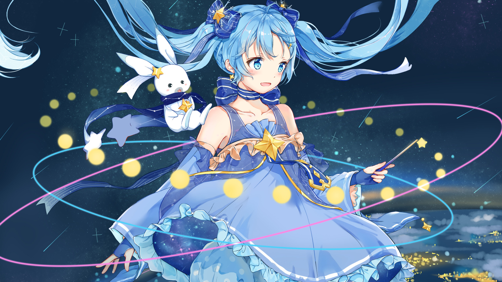 Девушка Yuki Miku аниме Вокалоид