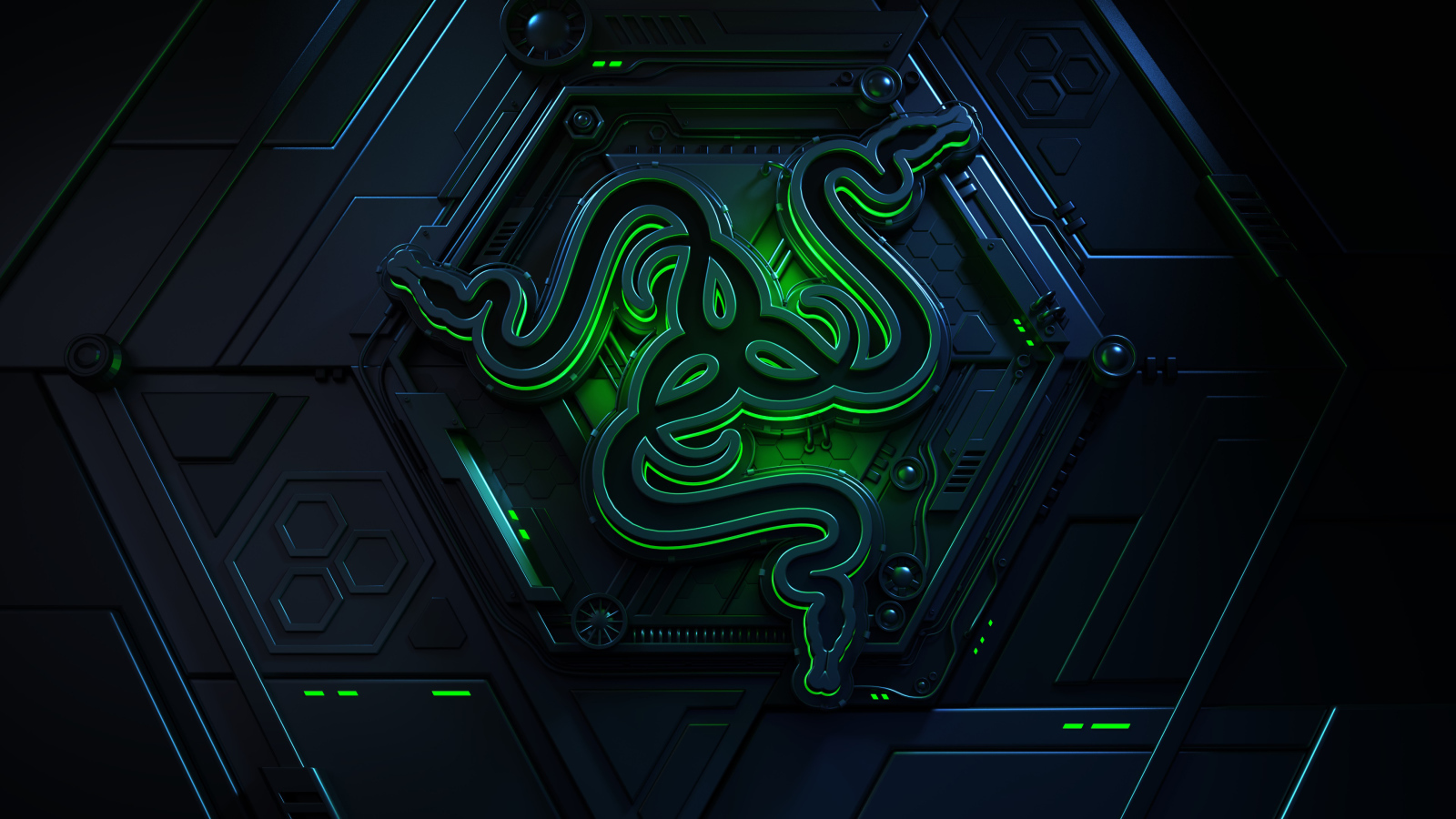 Логотип компании  Razer на черном фоне