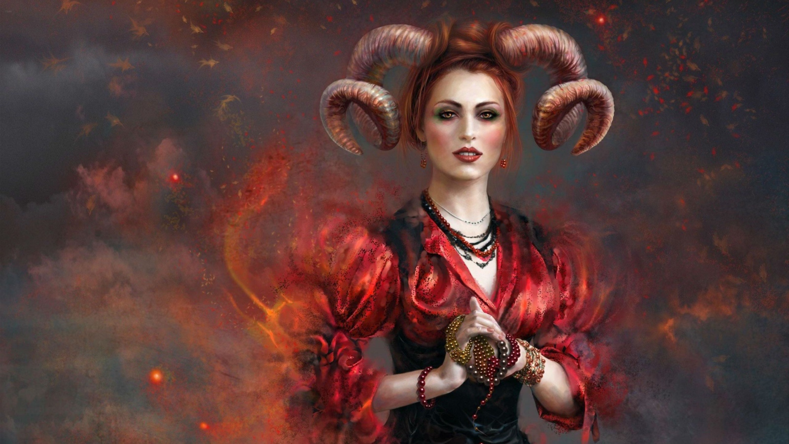 Фантастическая девушка козерог с украшениями в руках