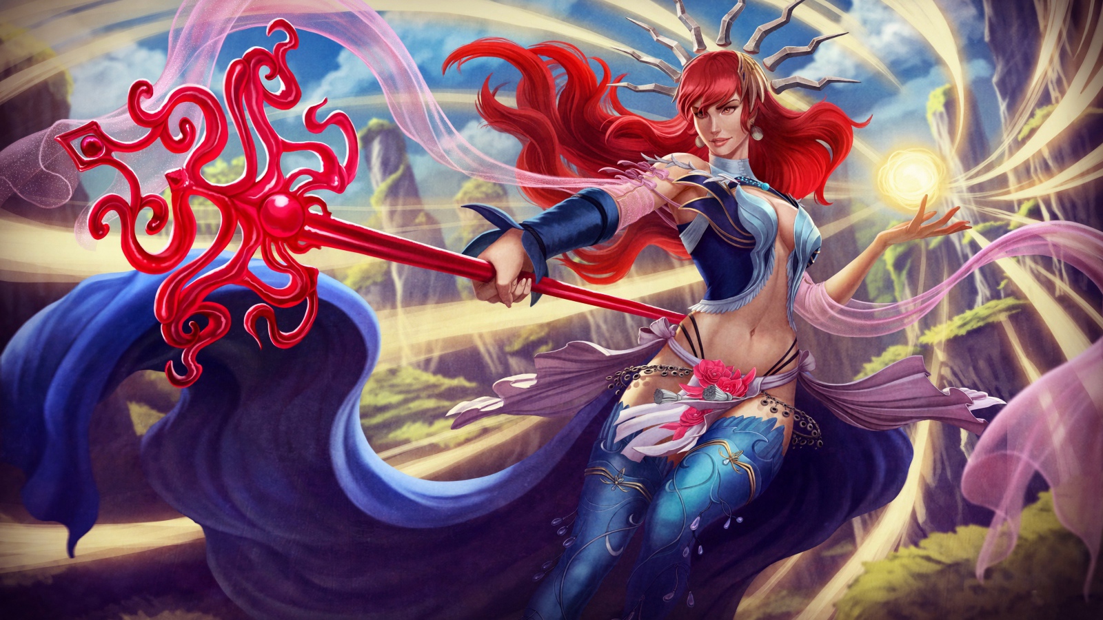 Фантастическая русалка с трезубцем в руках 