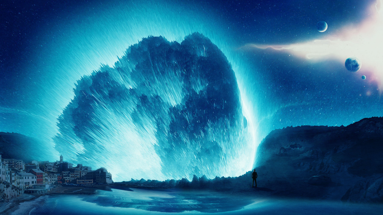 Фантастическая волна в небе над городом