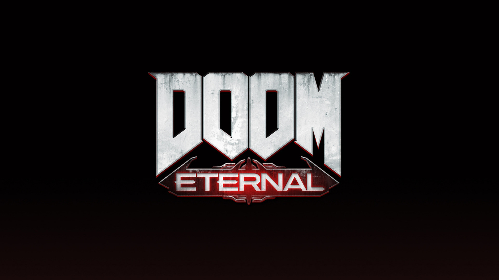 Логотип новой компьютерной игры DOOM Eternal на черном фоне
