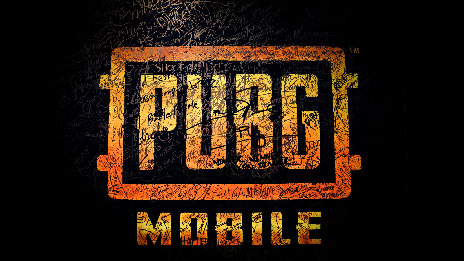 Логотип компьютерной игры  PUBG MOBILE на черном фоне