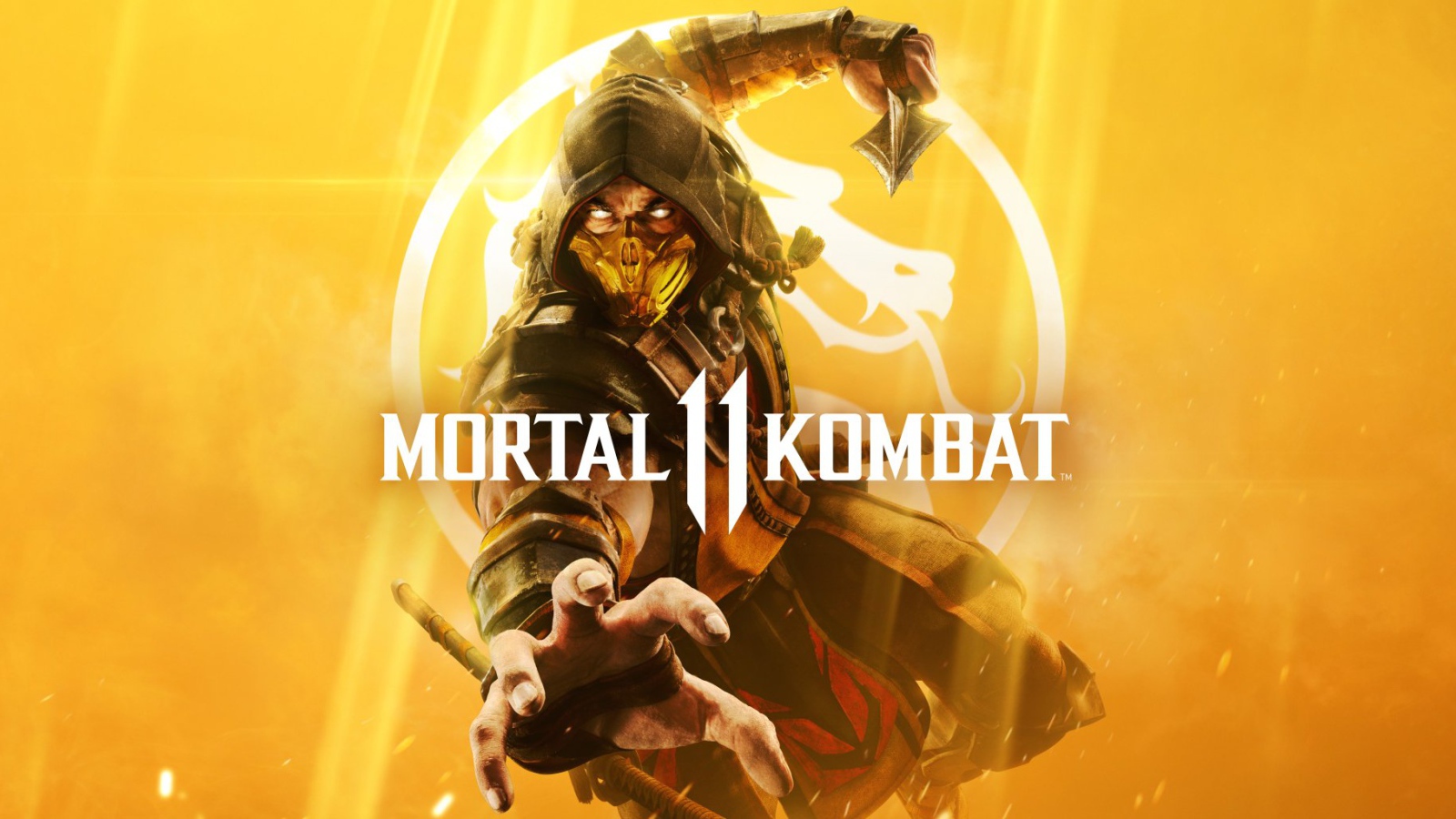 Постер компьютерной игры Mortal Kombat 11 с персонажем Скорпион