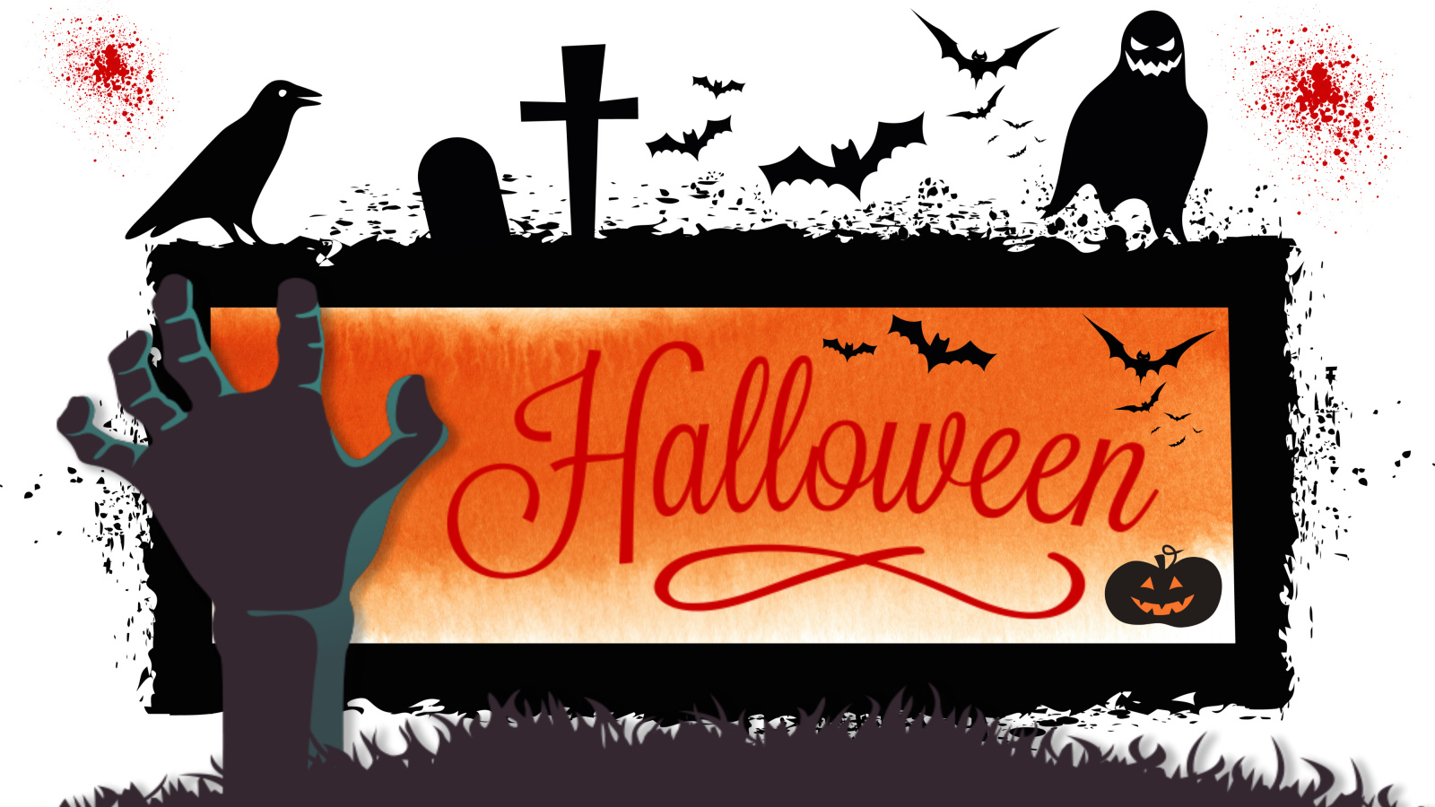 Надпись Хэллоуин на белом фоне