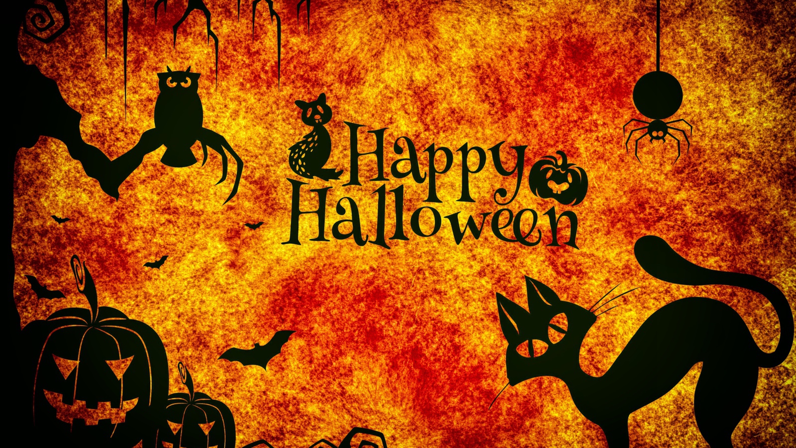 Надпись Счастливого Хэллоуина на оранжевом фоне