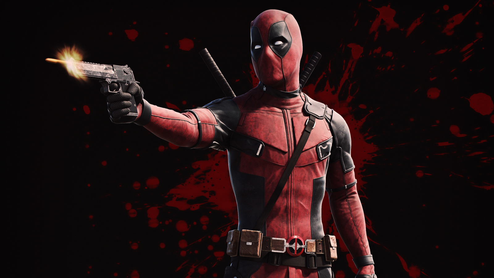 Персонаж комиксов Дэдпул с пистолетом