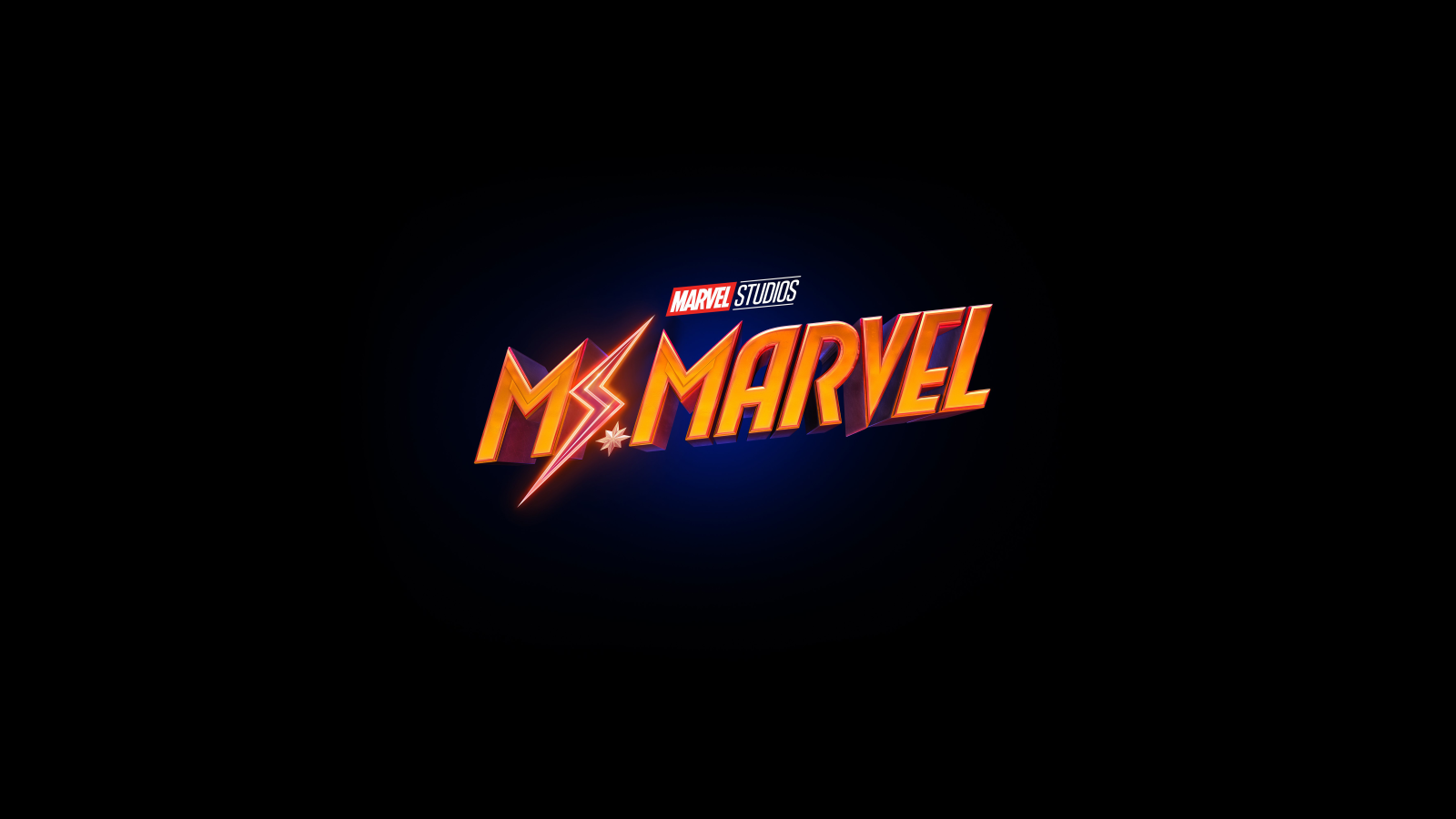 Miss Marvel comic book poster on black background.