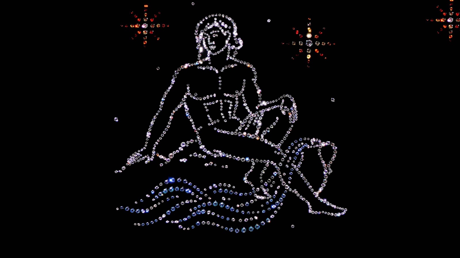 Блестящий знак зодиака водолей  на черном фоне