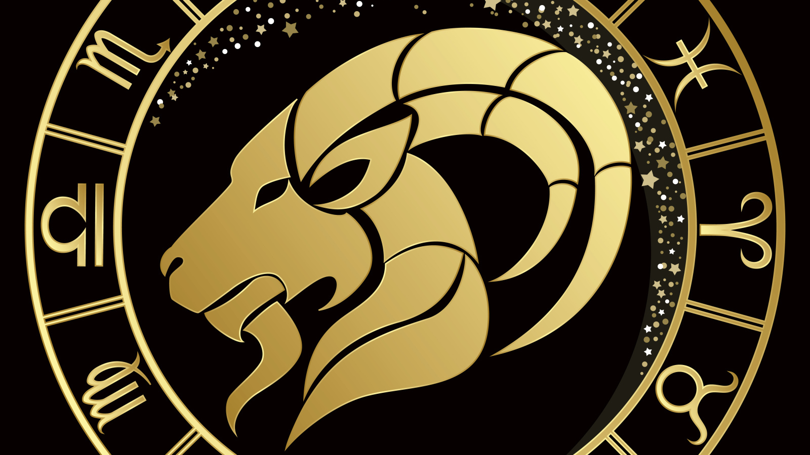 Золотой знак зодиака козерог на черном фоне