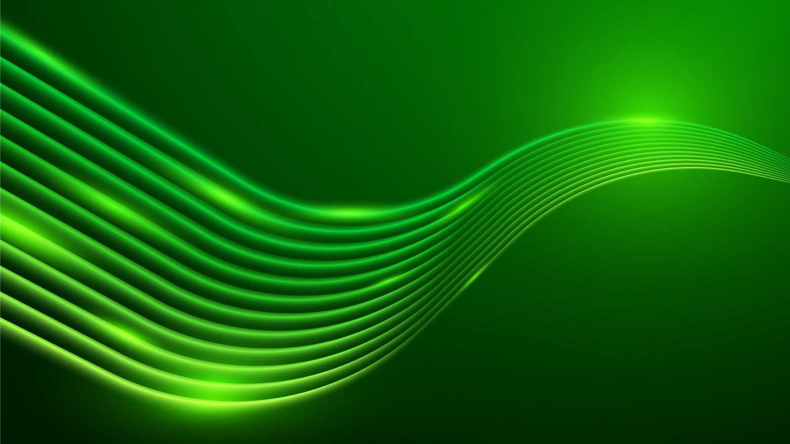Зеленые неоновые волны на зеленом фоне