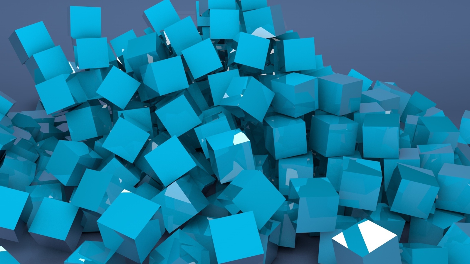 Много голубых 3д квадратов на сером фоне