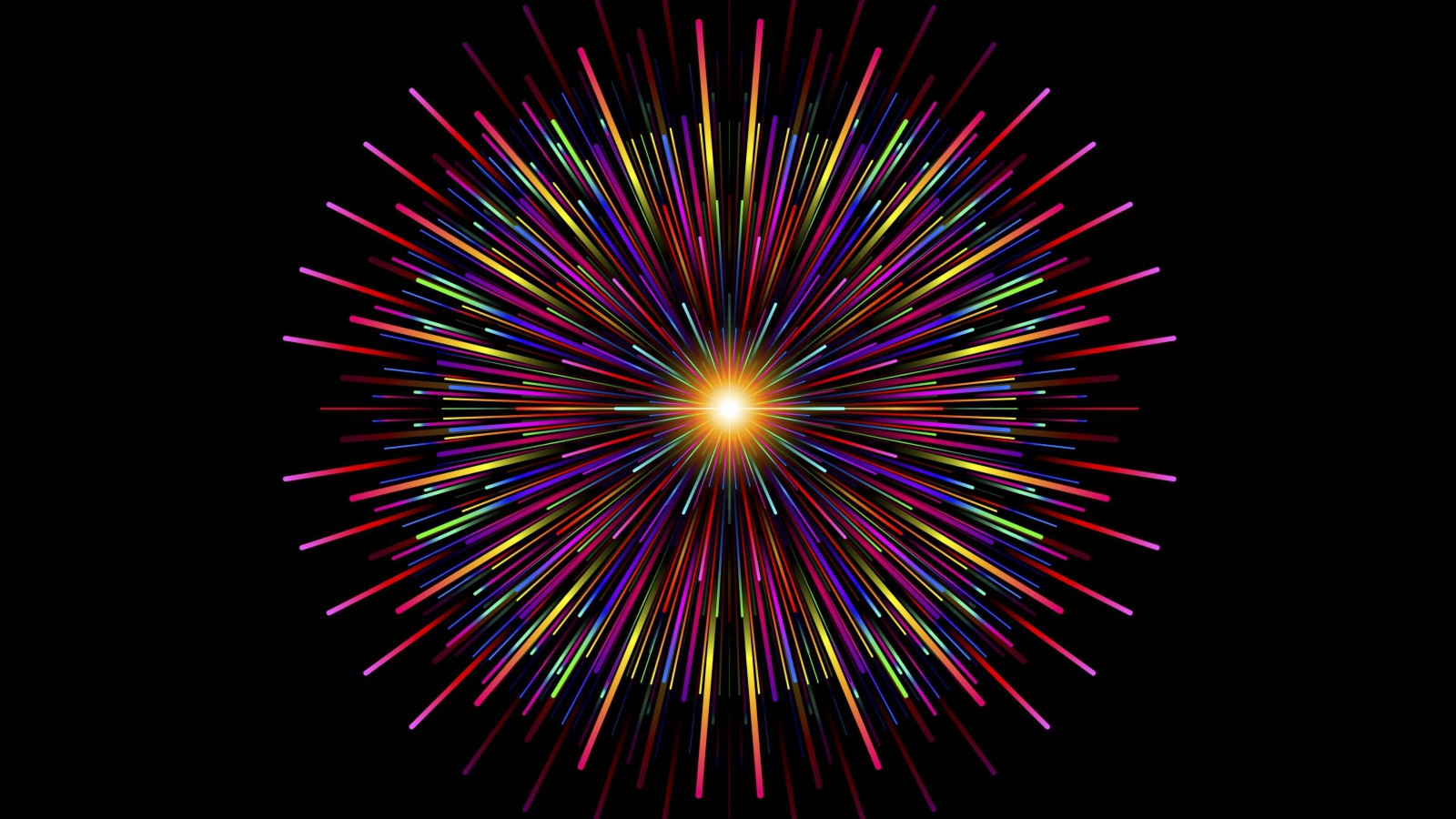 Разноцветный графический салют на черном фоне 