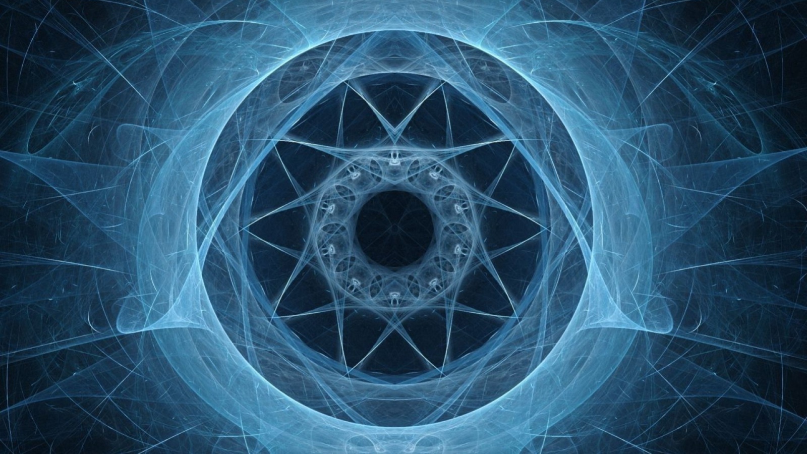 Неоновый симметрический фрактальный рисунок 