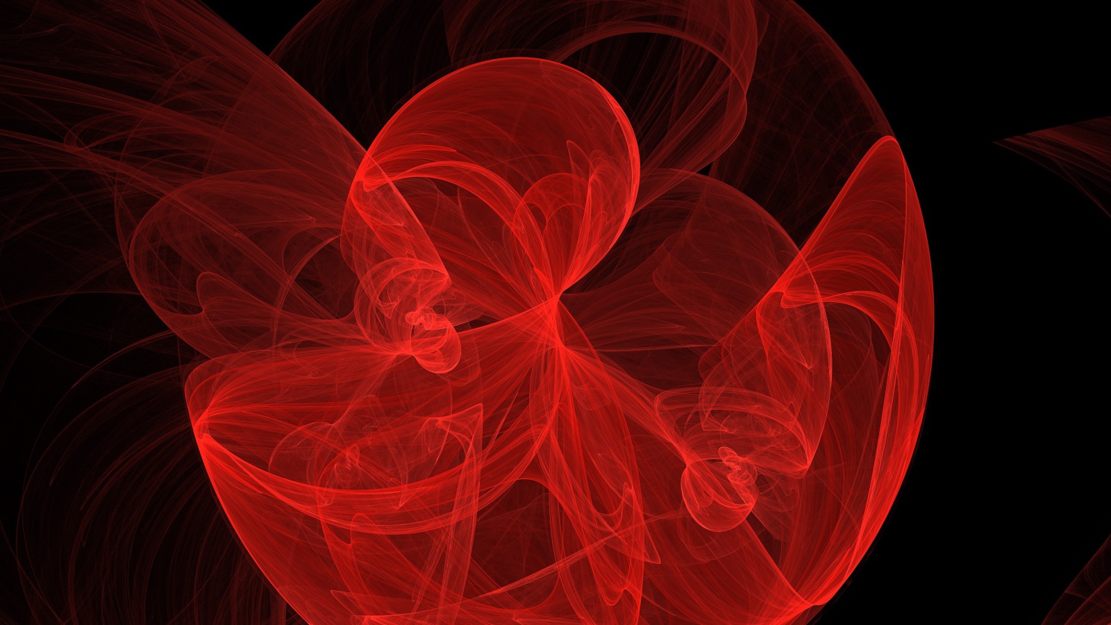 Красный фрактальный узорный рисунок на черном фоне