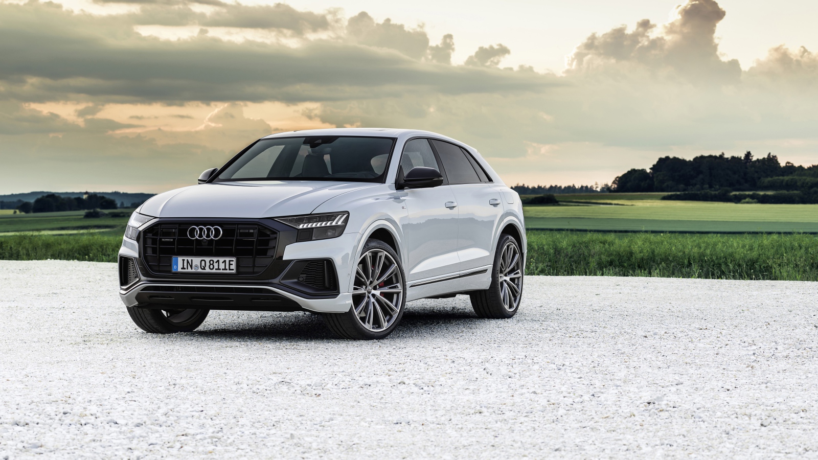 Автомобиль Audi Q8 60 TFSI E Quattro S Line 2020 года на фоне неба