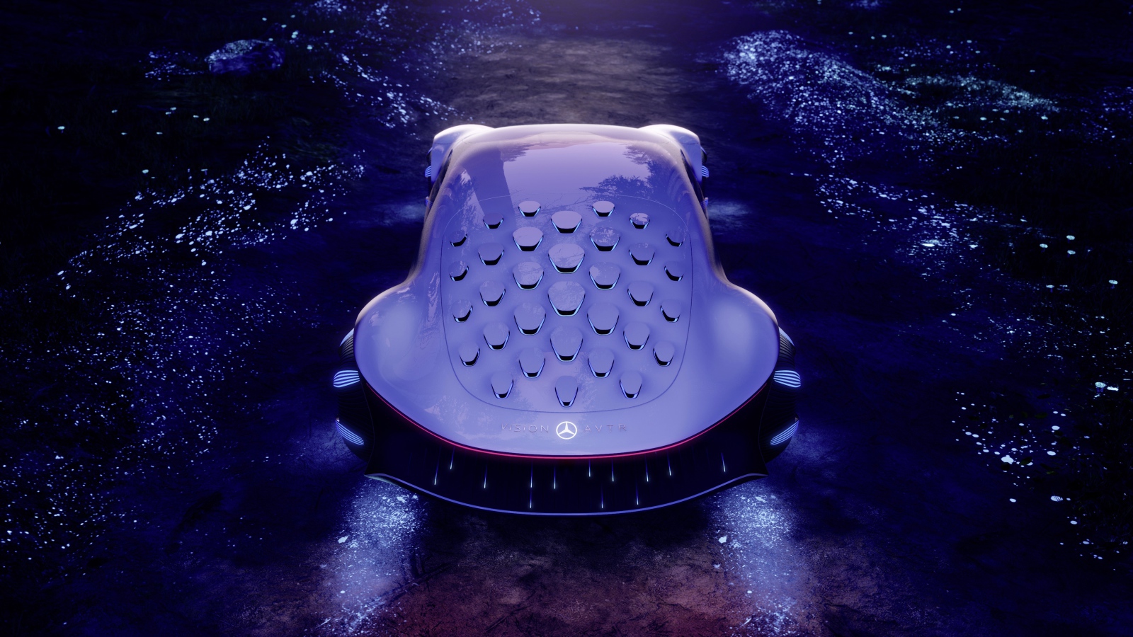 Футуристический автомобиль Mercedes-Benz VISION AVTR 2020 года с неоновой подсветкой 