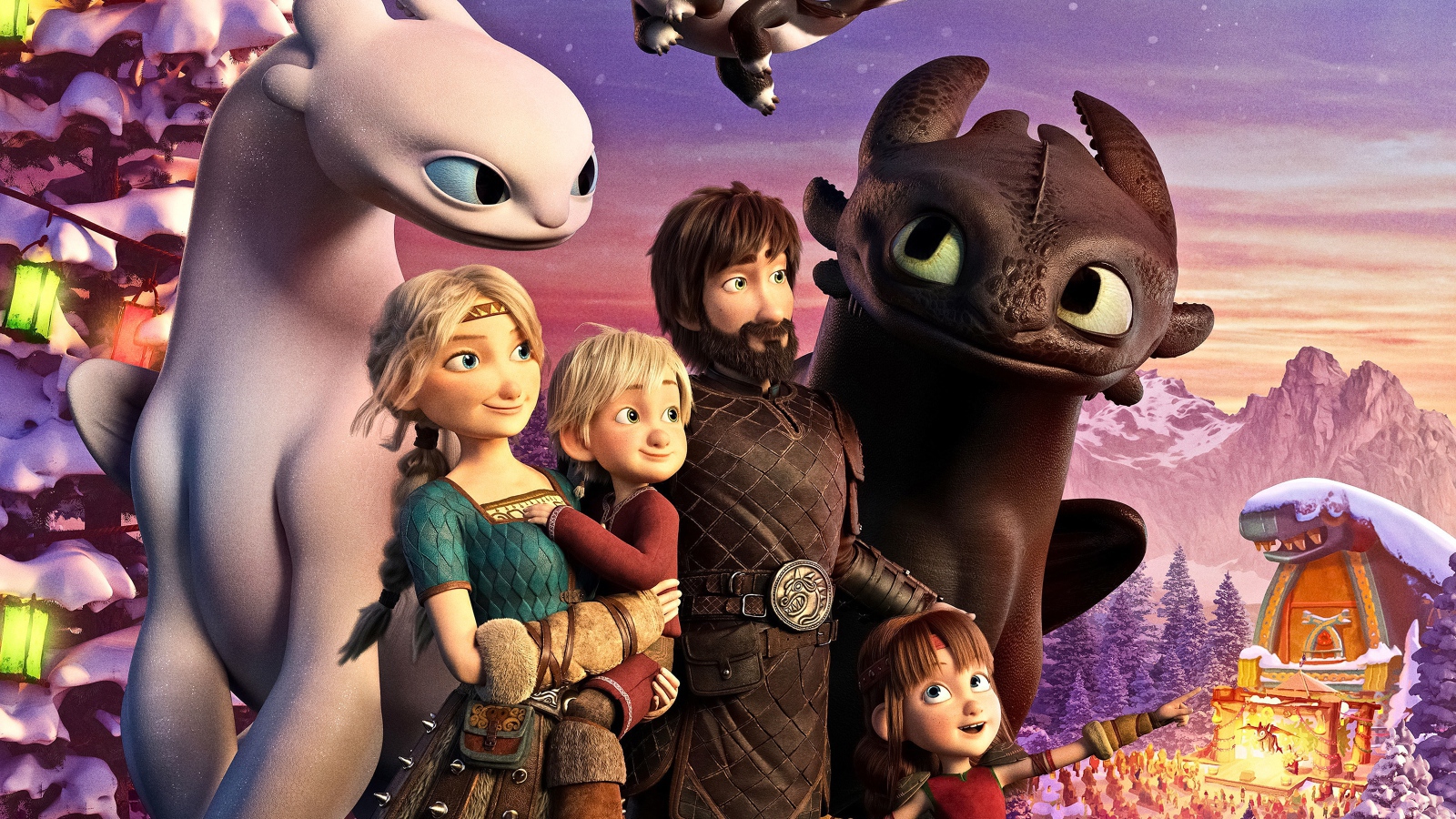 Постер с персонажами мультфильма Как приручить дракона 